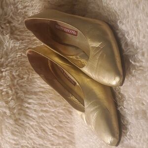 Vintage Valentina Rangoni Gold Leather Pumps Size - 9